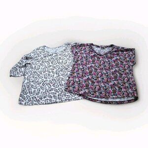 Top Women 2X Lot of 2 AE In Every Story Northern Reflections Floral Soft Cottage